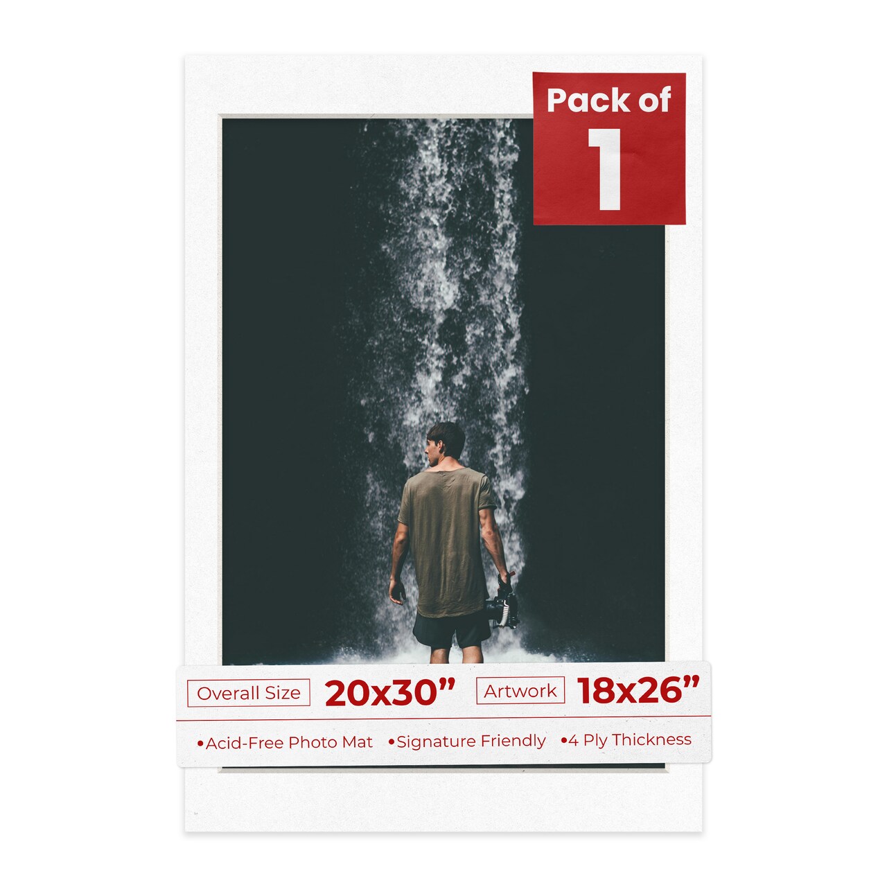 White with Black Core Mat Board for 20x30 Frames - Fits 18x26 Photos